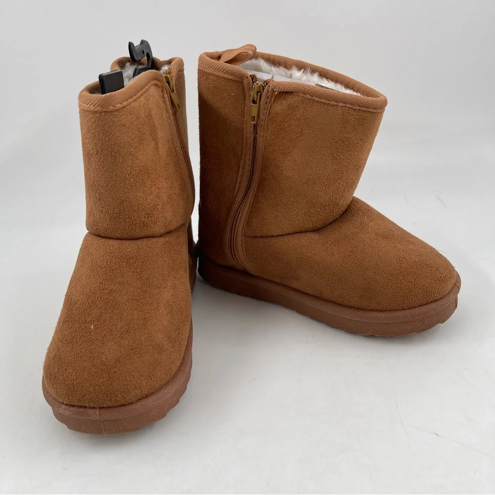 NEW! Kidgets Unisex Kids Cognac Sherpa Lined Zippered Winter Boots - Size 7/8